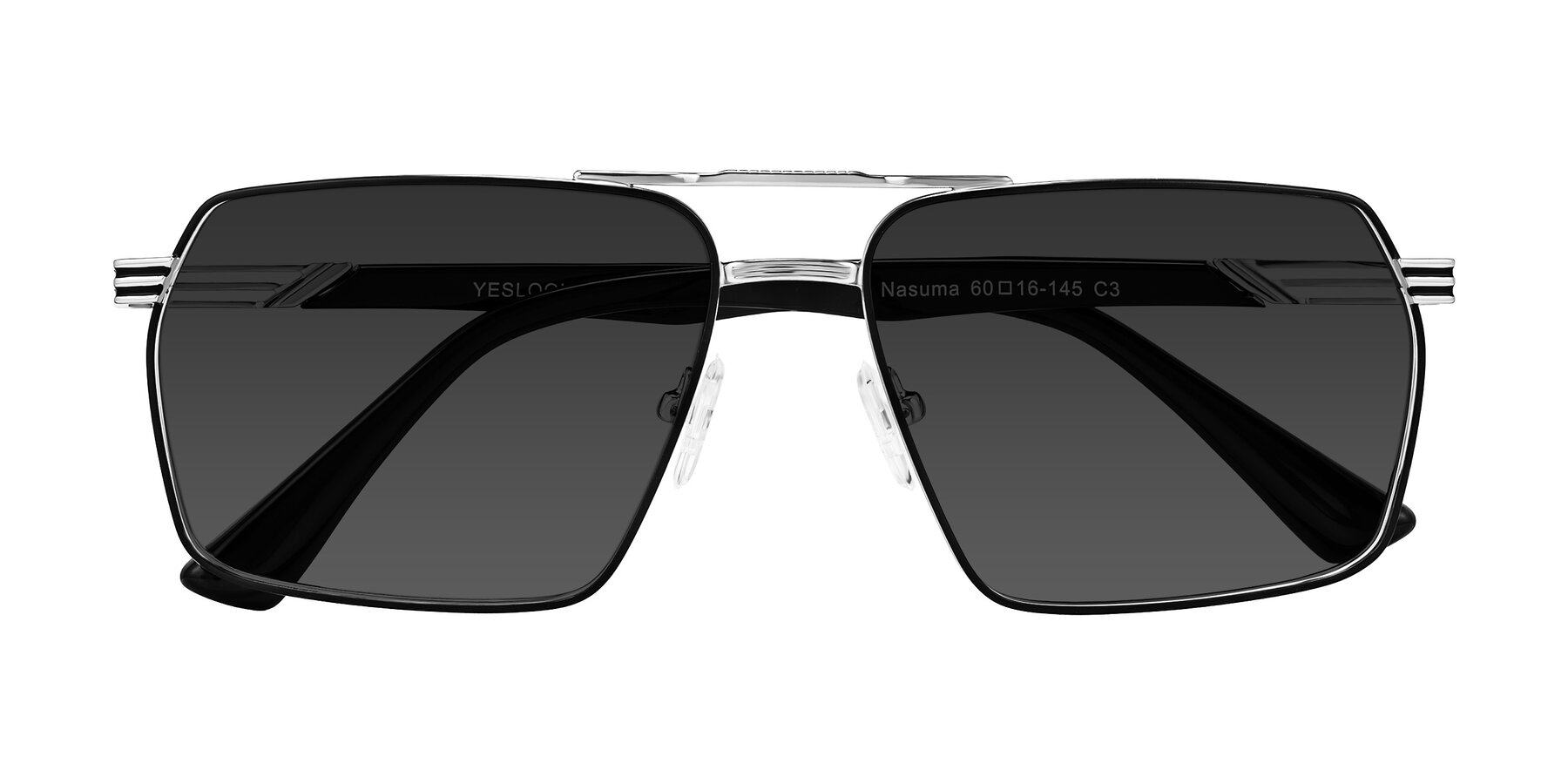 Folded Front of Nasuma in Chrome/Black with Gray Tinted Lenses