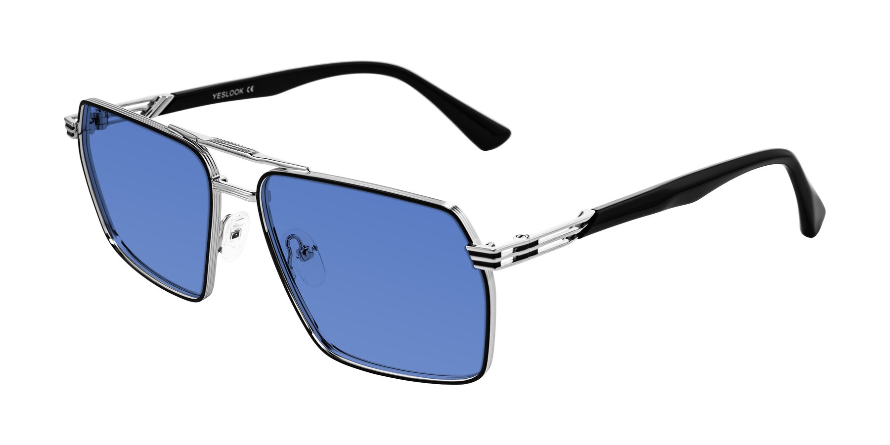 Angle of Nasuma in Chrome/Black with Blue Tinted Lenses
