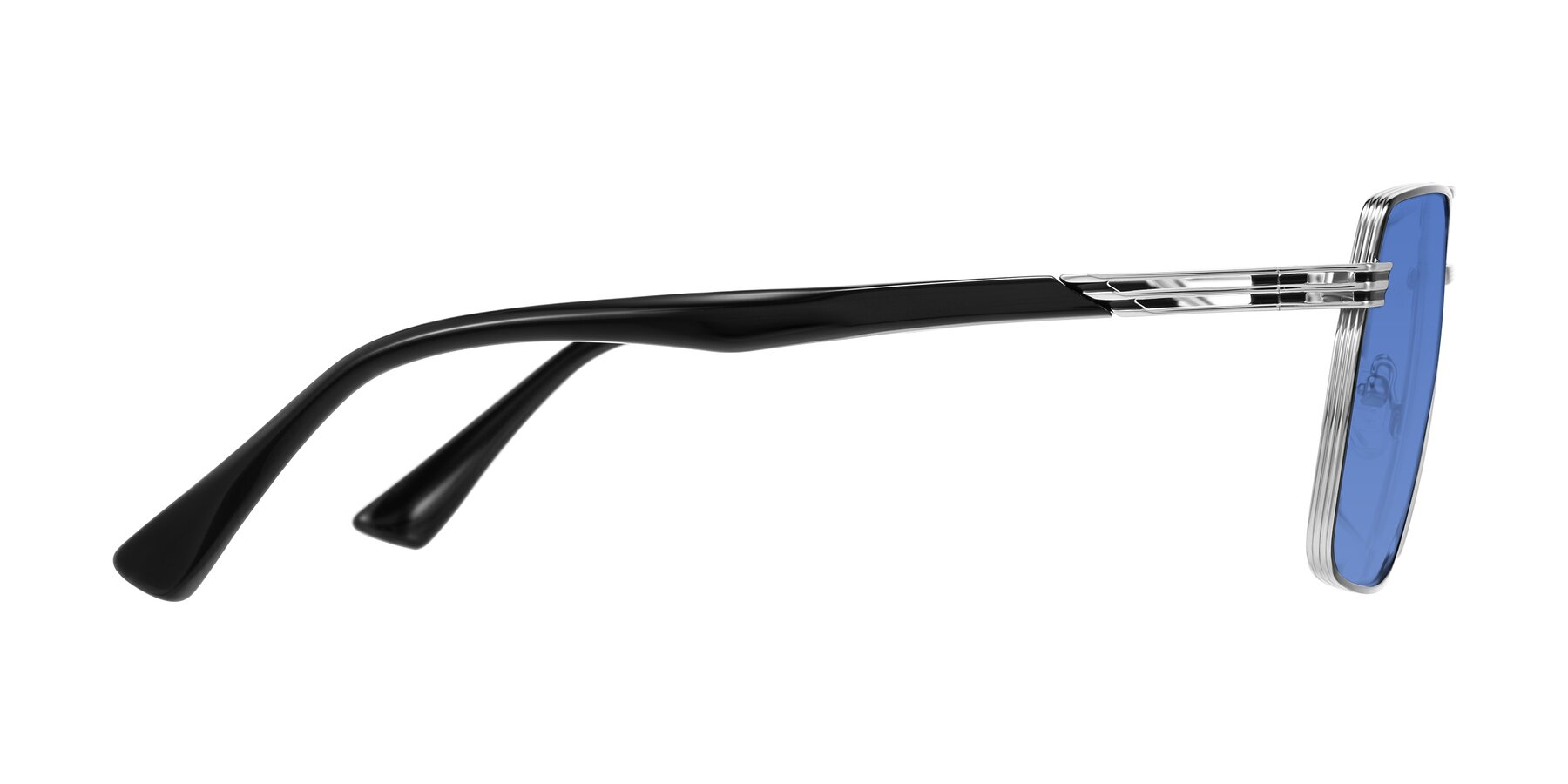 Side of Nasuma in Chrome/Black with Blue Tinted Lenses