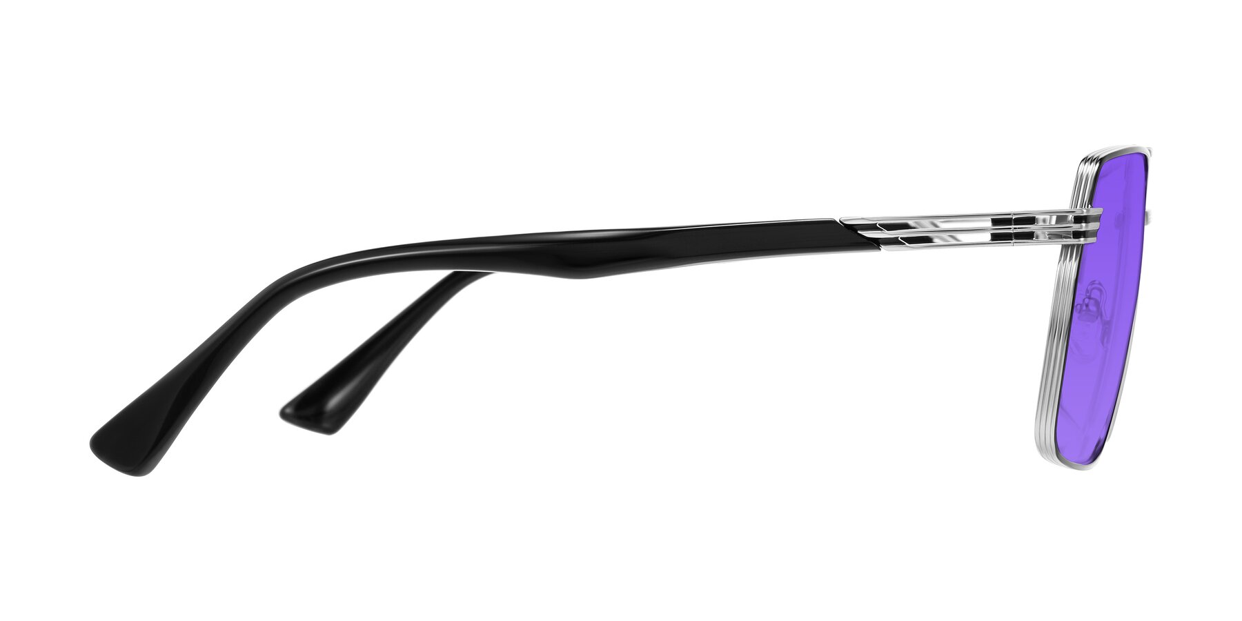 Side of Nasuma in Chrome/Black with Purple Tinted Lenses