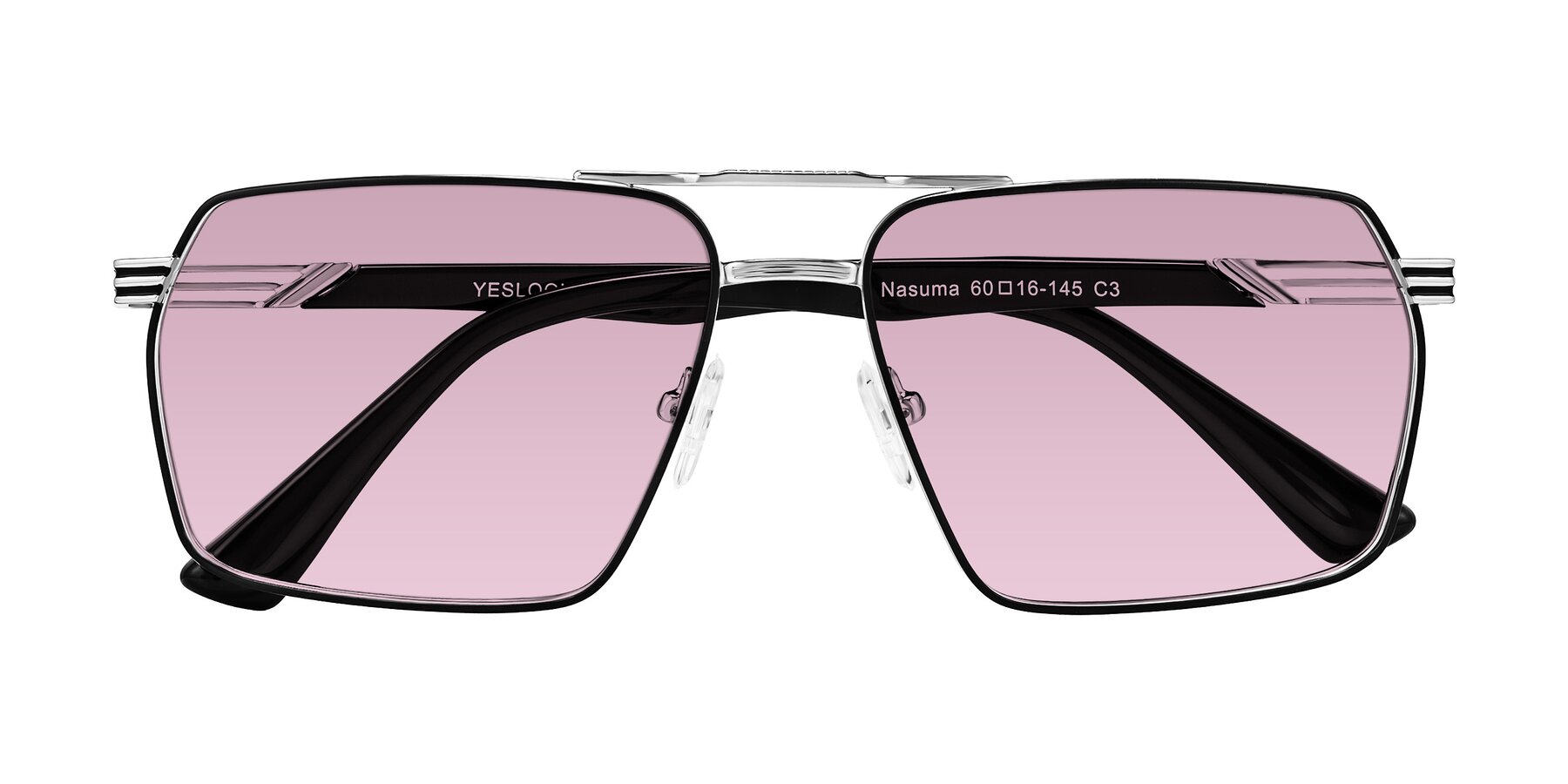 Folded Front of Nasuma in Chrome/Black with Light Wine Tinted Lenses