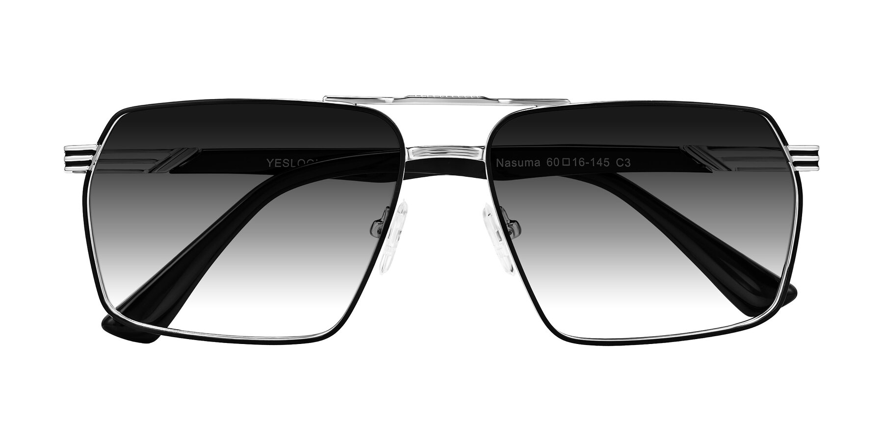 Folded Front of Nasuma in Chrome/Black with Gray Gradient Lenses