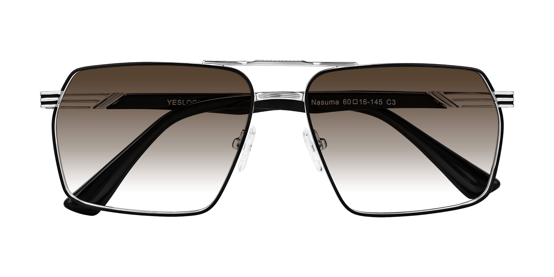 Folded Front of Nasuma in Chrome/Black with Brown Gradient Lenses