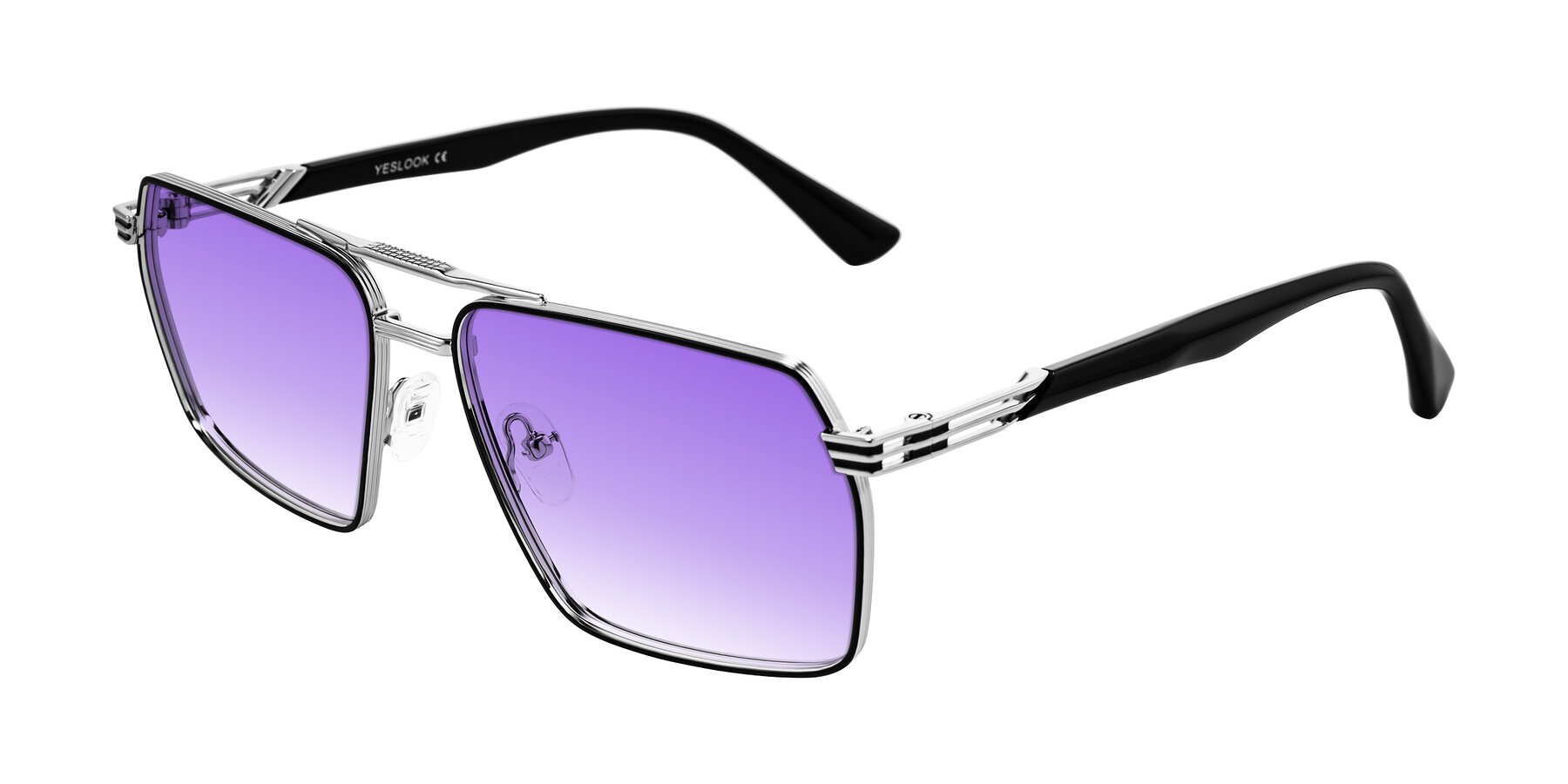 Angle of Nasuma in Chrome/Black with Purple Gradient Lenses