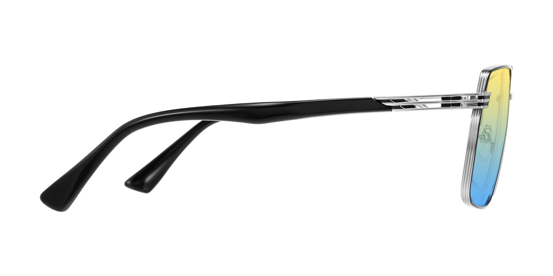 Side of Nasuma in Chrome/Black with Yellow / Blue Gradient Lenses