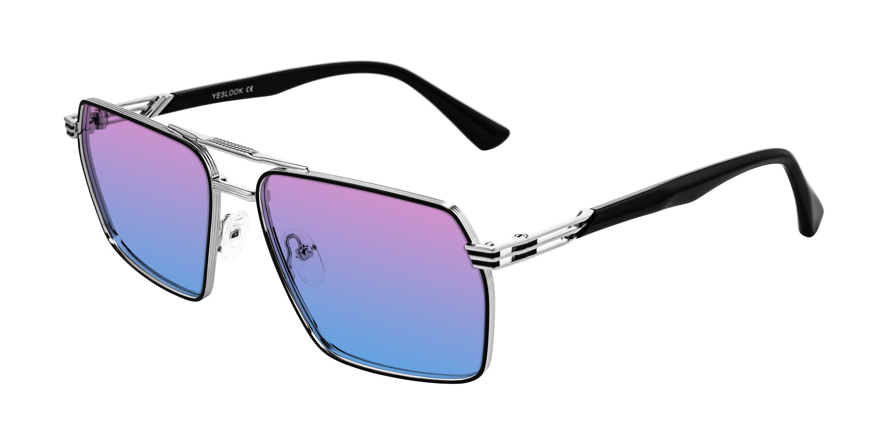 Angle of Nasuma in Chrome/Black with Pink / Blue Gradient Lenses
