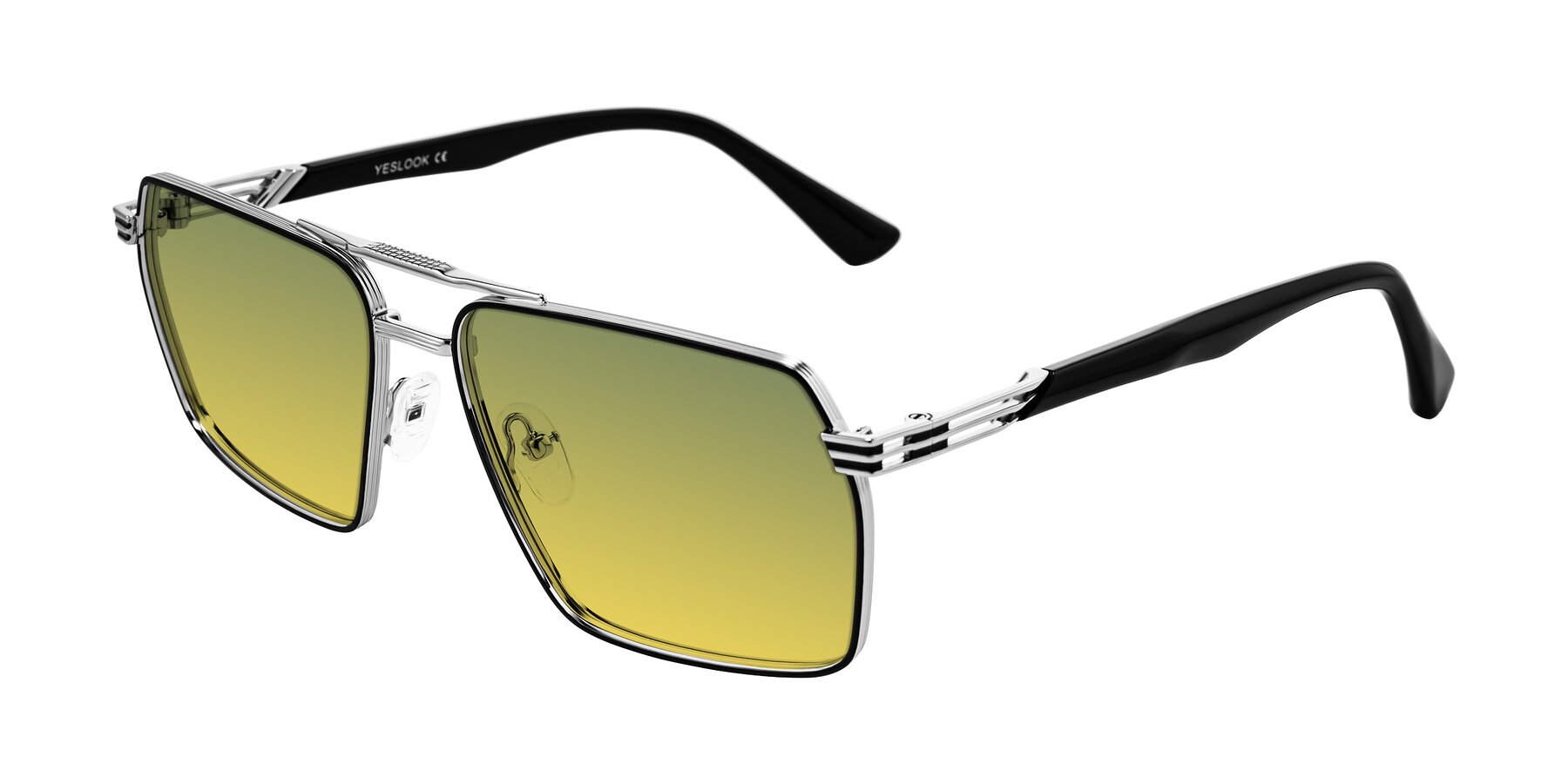 Angle of Nasuma in Chrome/Black with Green / Yellow Gradient Lenses