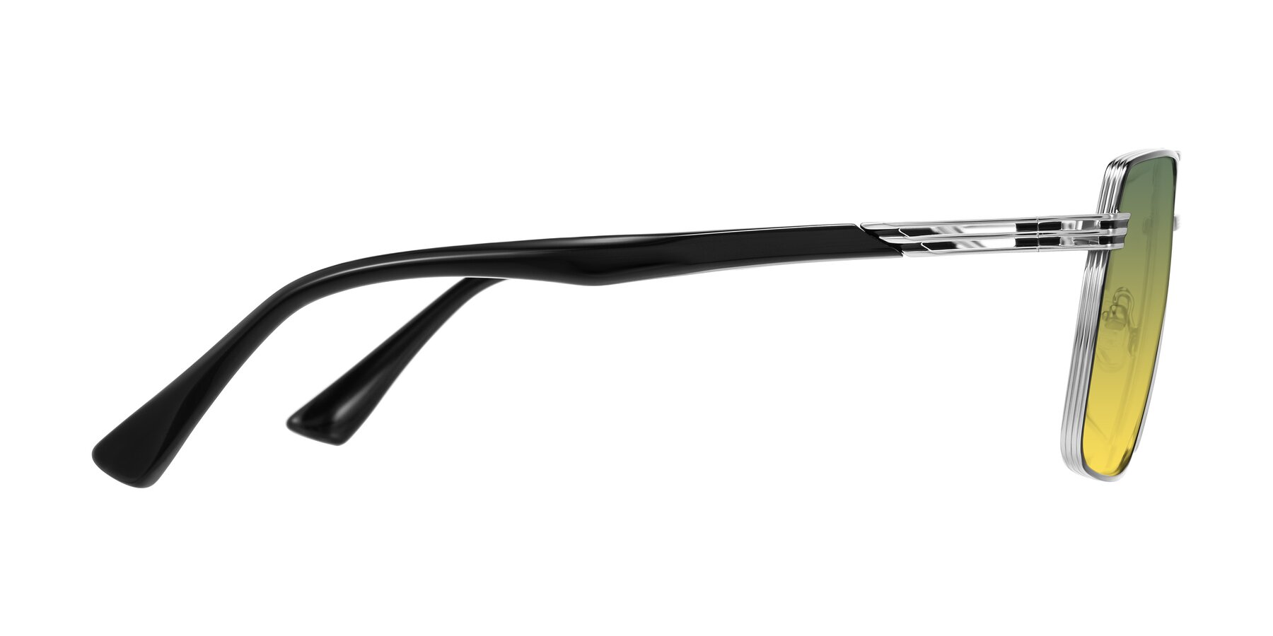 Side of Nasuma in Chrome/Black with Green / Yellow Gradient Lenses