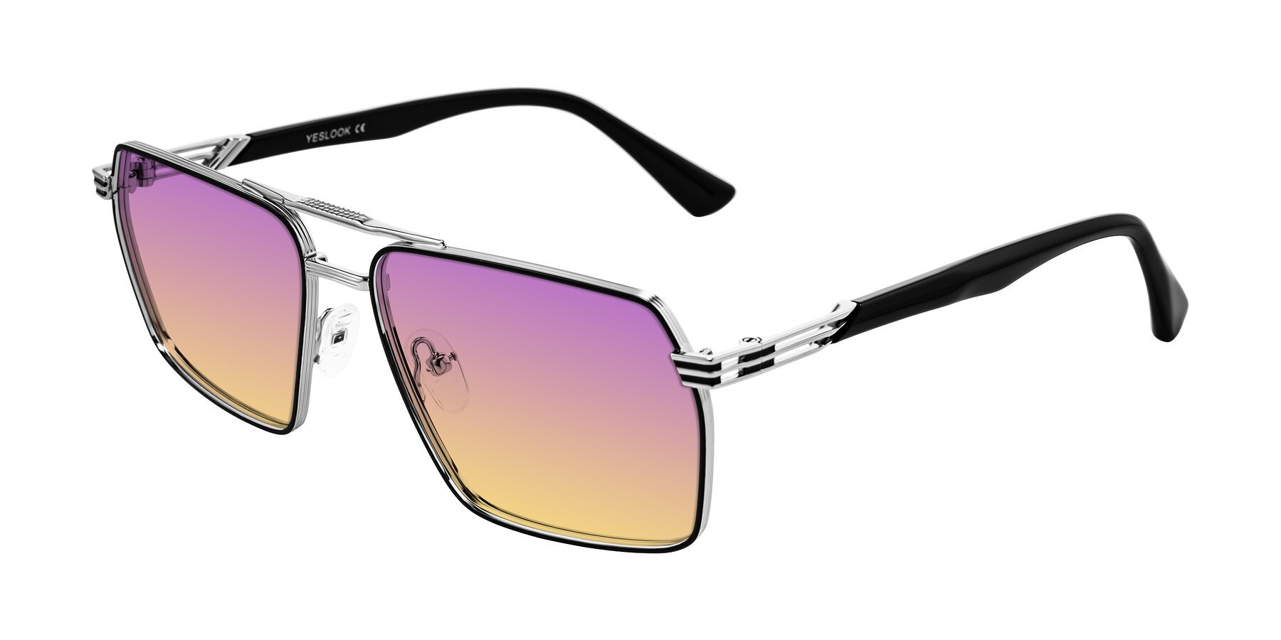 Angle of Nasuma in Chrome/Black with Purple / Yellow Gradient Lenses