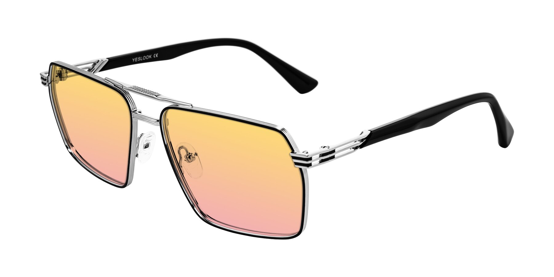 Angle of Nasuma in Chrome/Black with Yellow / Pink Gradient Lenses