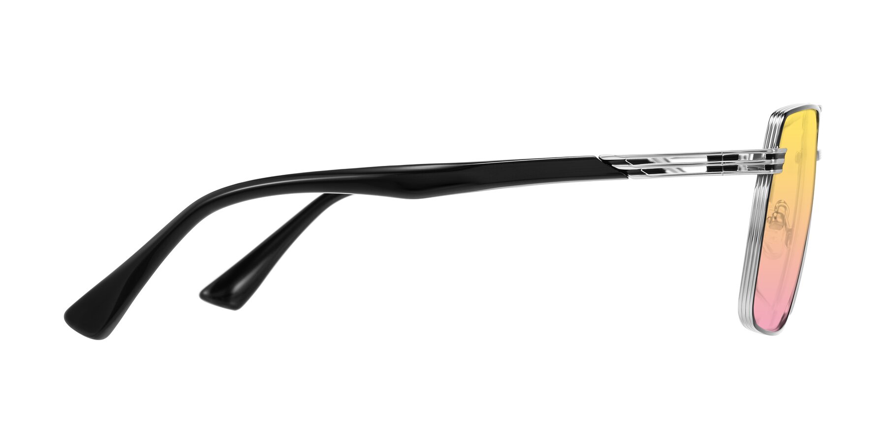 Side of Nasuma in Chrome/Black with Yellow / Pink Gradient Lenses