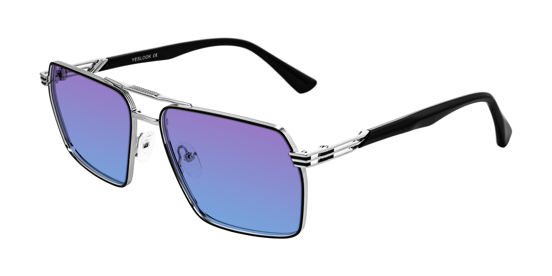 Angle of Nasuma in Chrome/Black with Purple / Blue Gradient Lenses