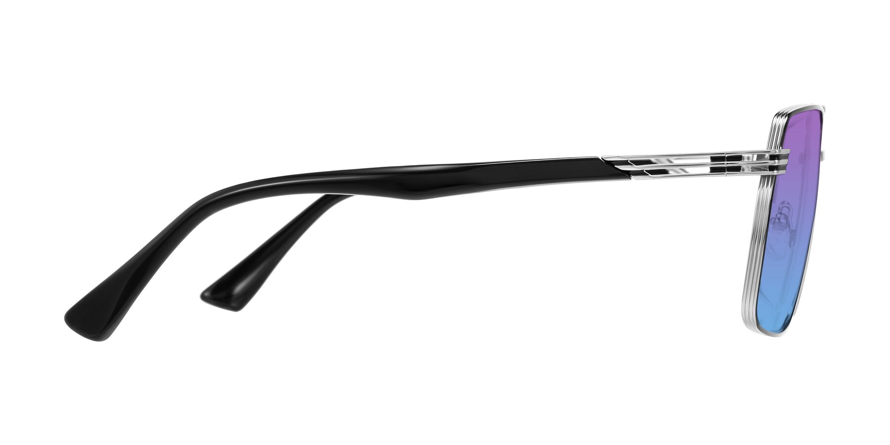 Side of Nasuma in Chrome/Black with Purple / Blue Gradient Lenses