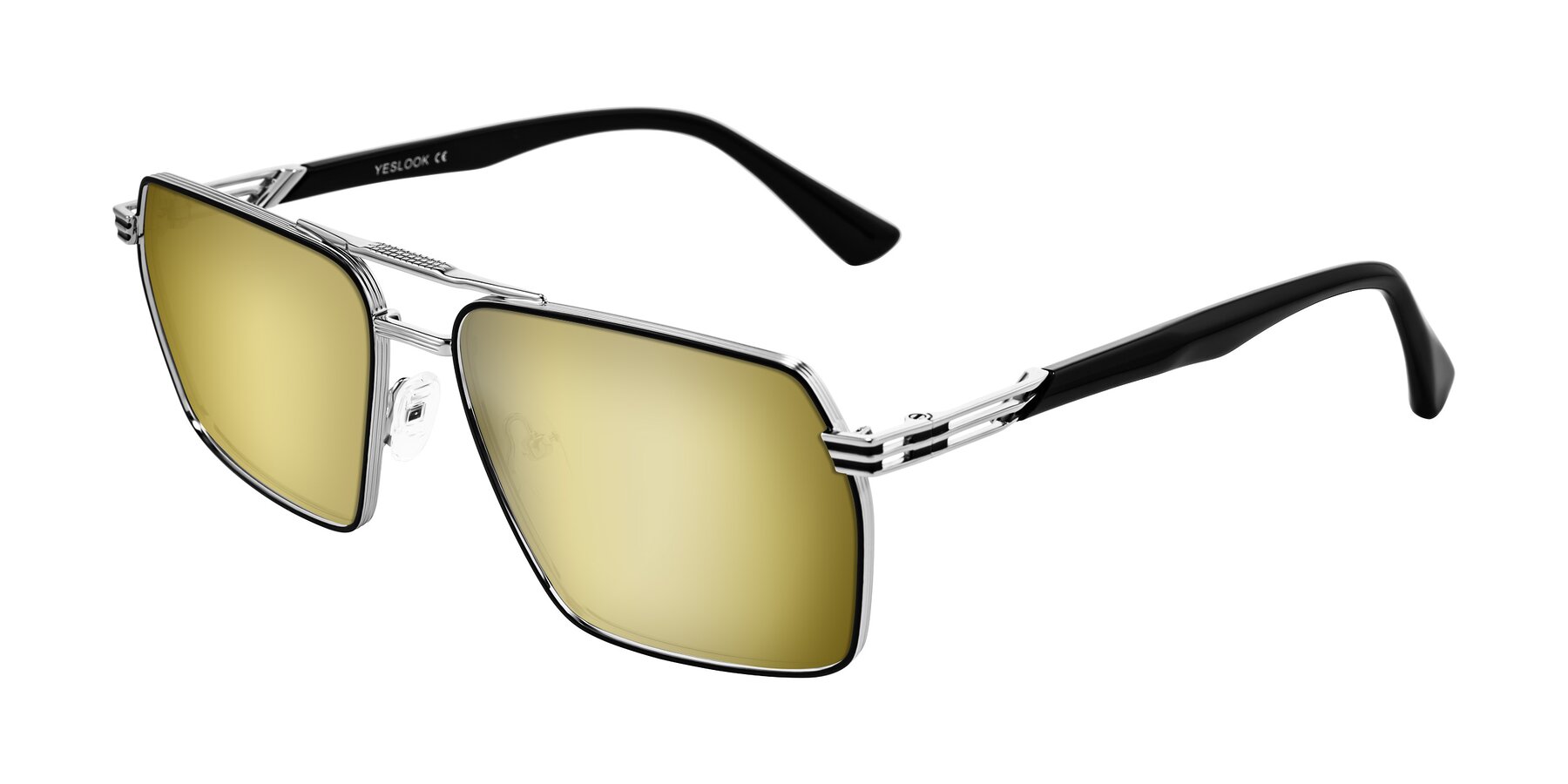 Angle of Nasuma in Chrome/Black with Gold Mirrored Lenses