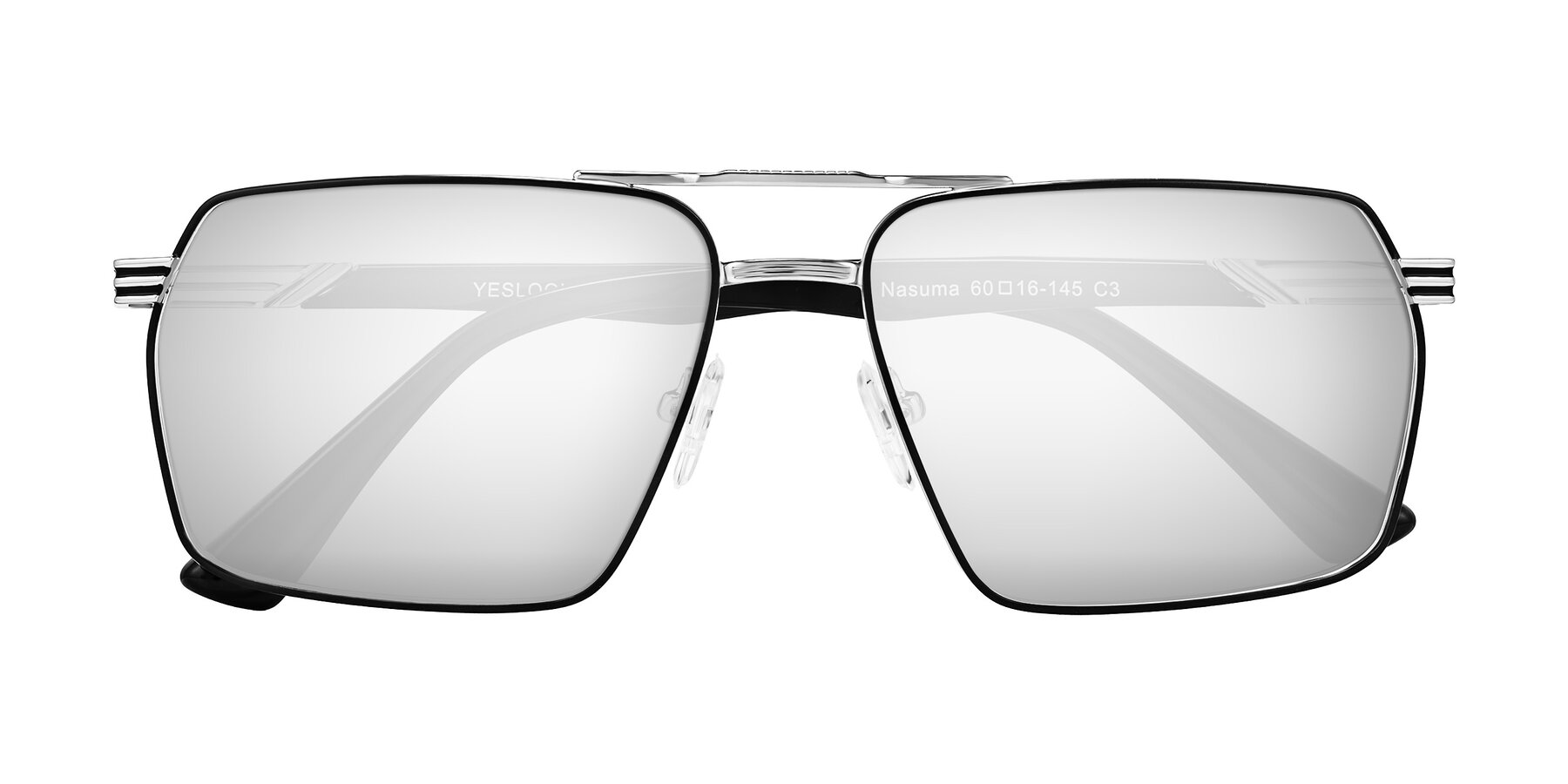 Folded Front of Nasuma in Chrome/Black with Silver Mirrored Lenses