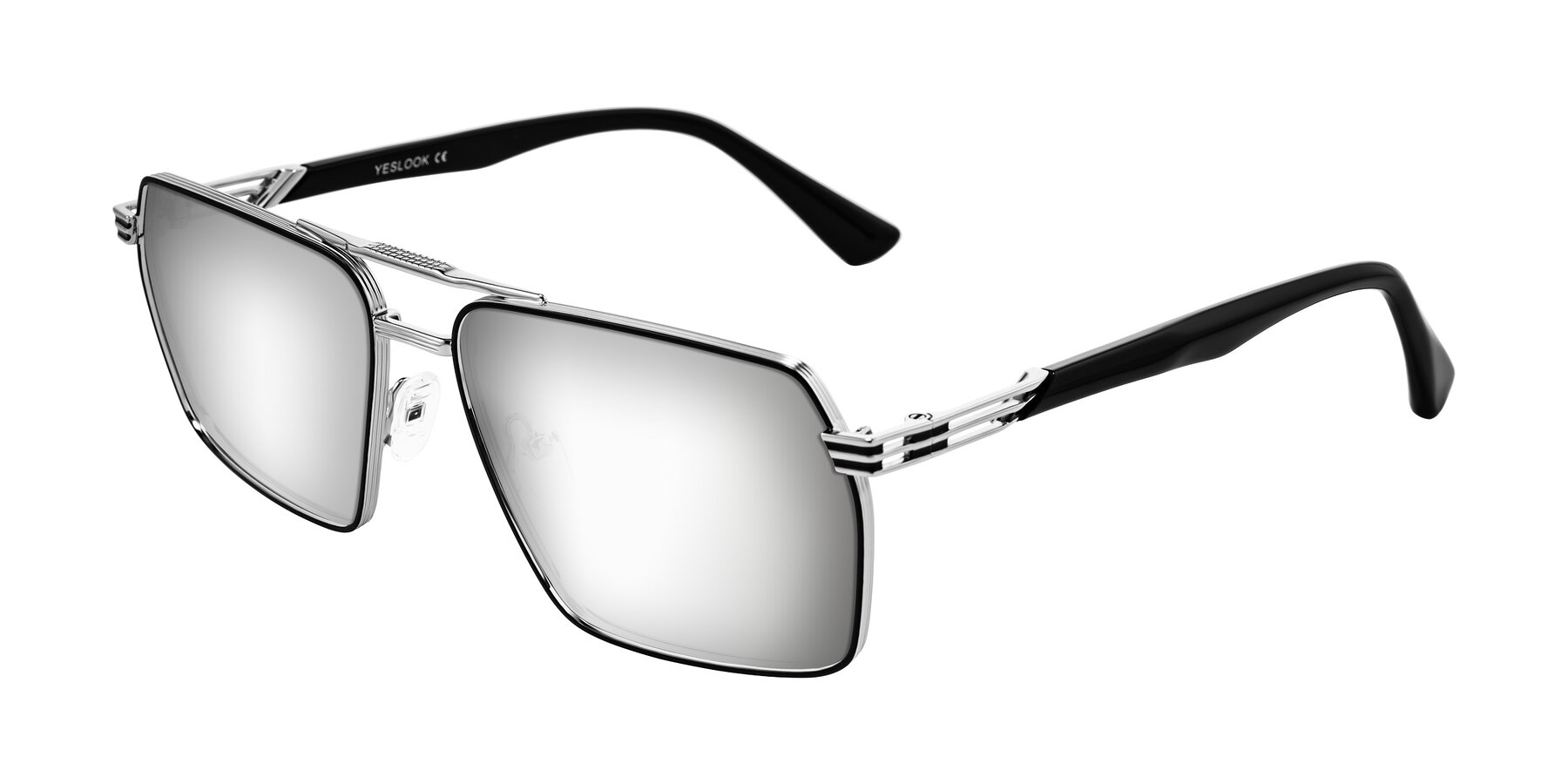 Angle of Nasuma in Chrome/Black with Silver Mirrored Lenses