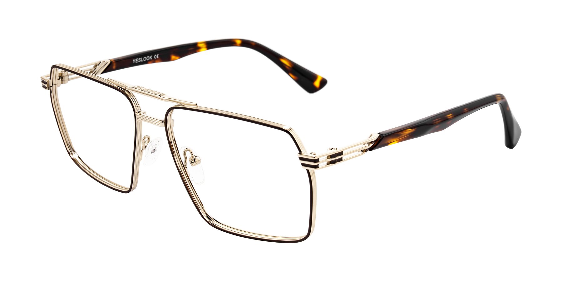 Angle of Nasuma in Gold/Tortoise with Clear Eyeglass Lenses