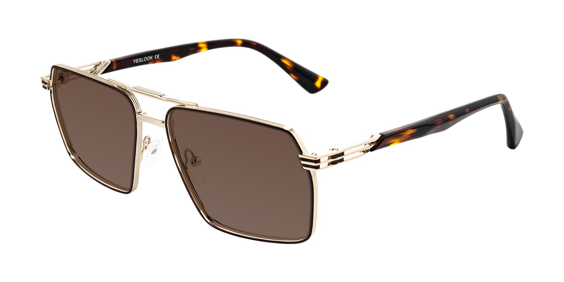 Angle of Nasuma in Gold/Tortoise with Brown Tinted Lenses