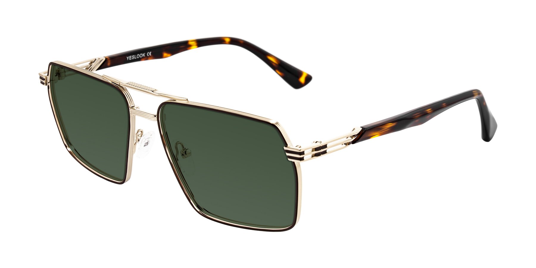 Angle of Nasuma in Gold/Tortoise with Green Tinted Lenses