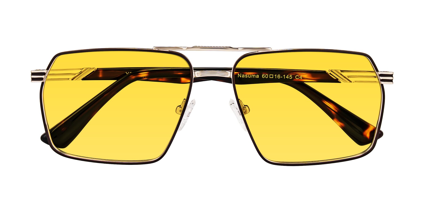 Folded Front of Nasuma in Gold/Tortoise with Yellow Tinted Lenses