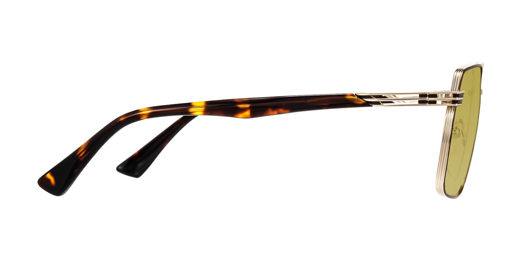 Side of Nasuma in Gold/Tortoise with Champagne Tinted Lenses