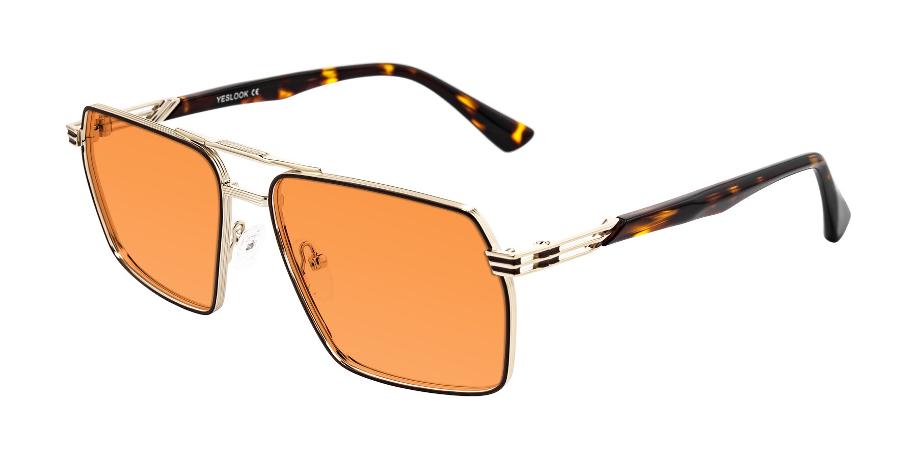 Angle of Nasuma in Gold/Tortoise with Orange Tinted Lenses