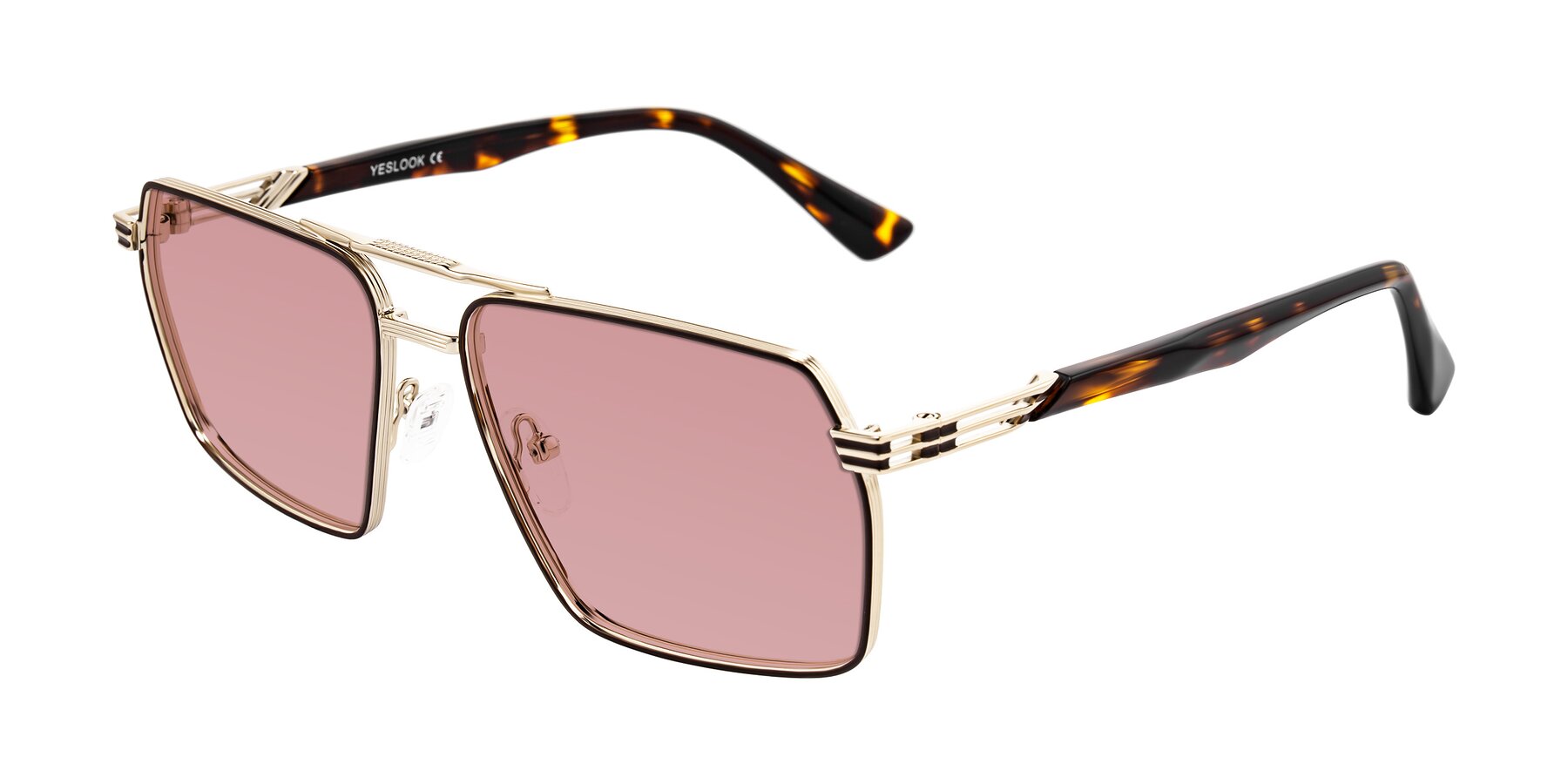 Angle of Nasuma in Gold/Tortoise with Medium Garnet Tinted Lenses
