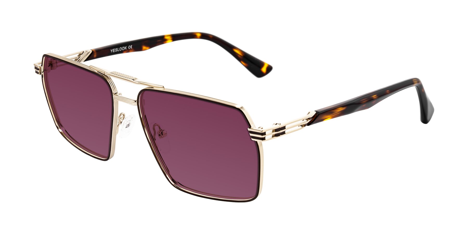 Angle of Nasuma in Gold/Tortoise with Wine Tinted Lenses