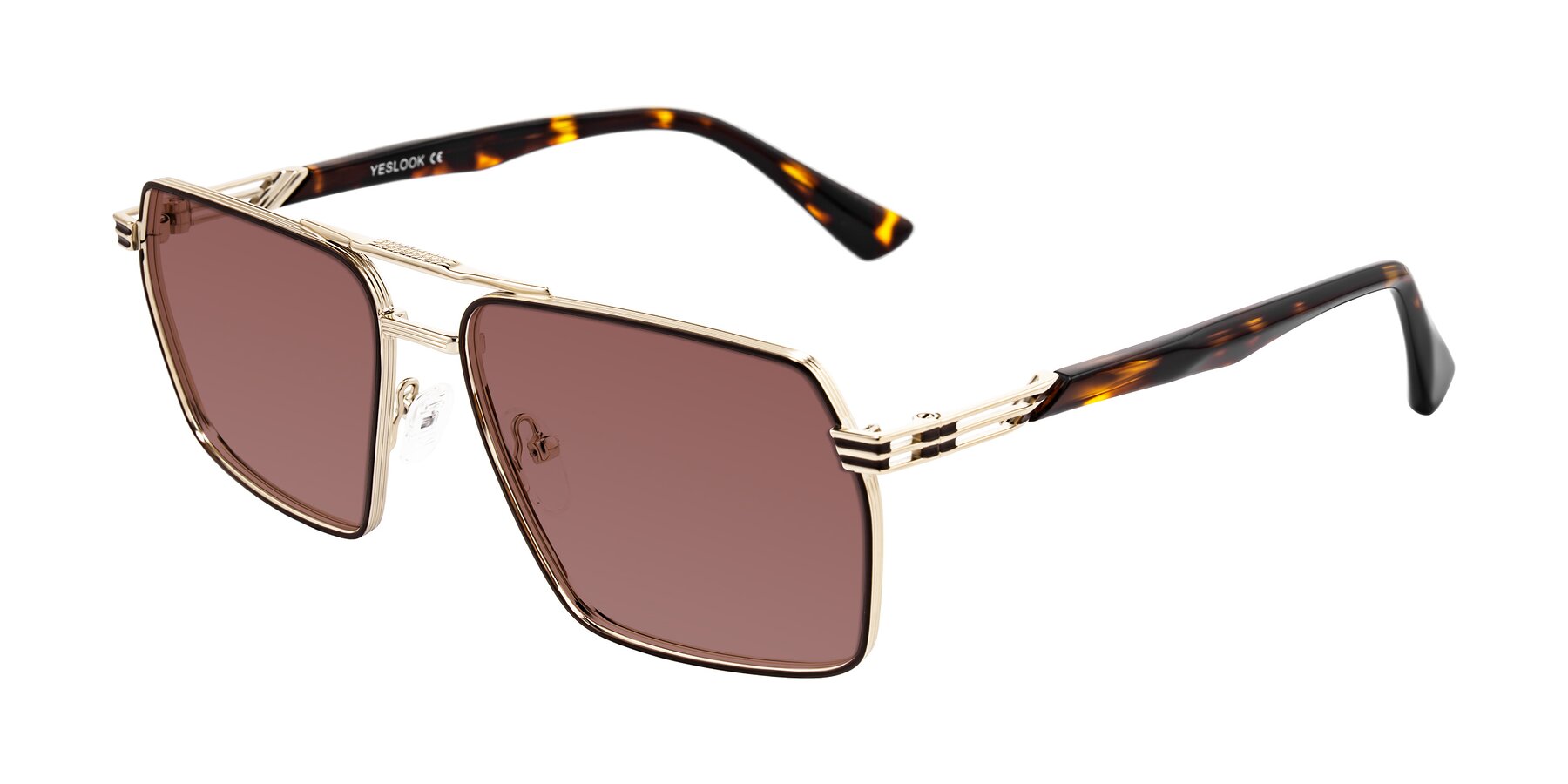 Angle of Nasuma in Gold/Tortoise with Garnet Tinted Lenses