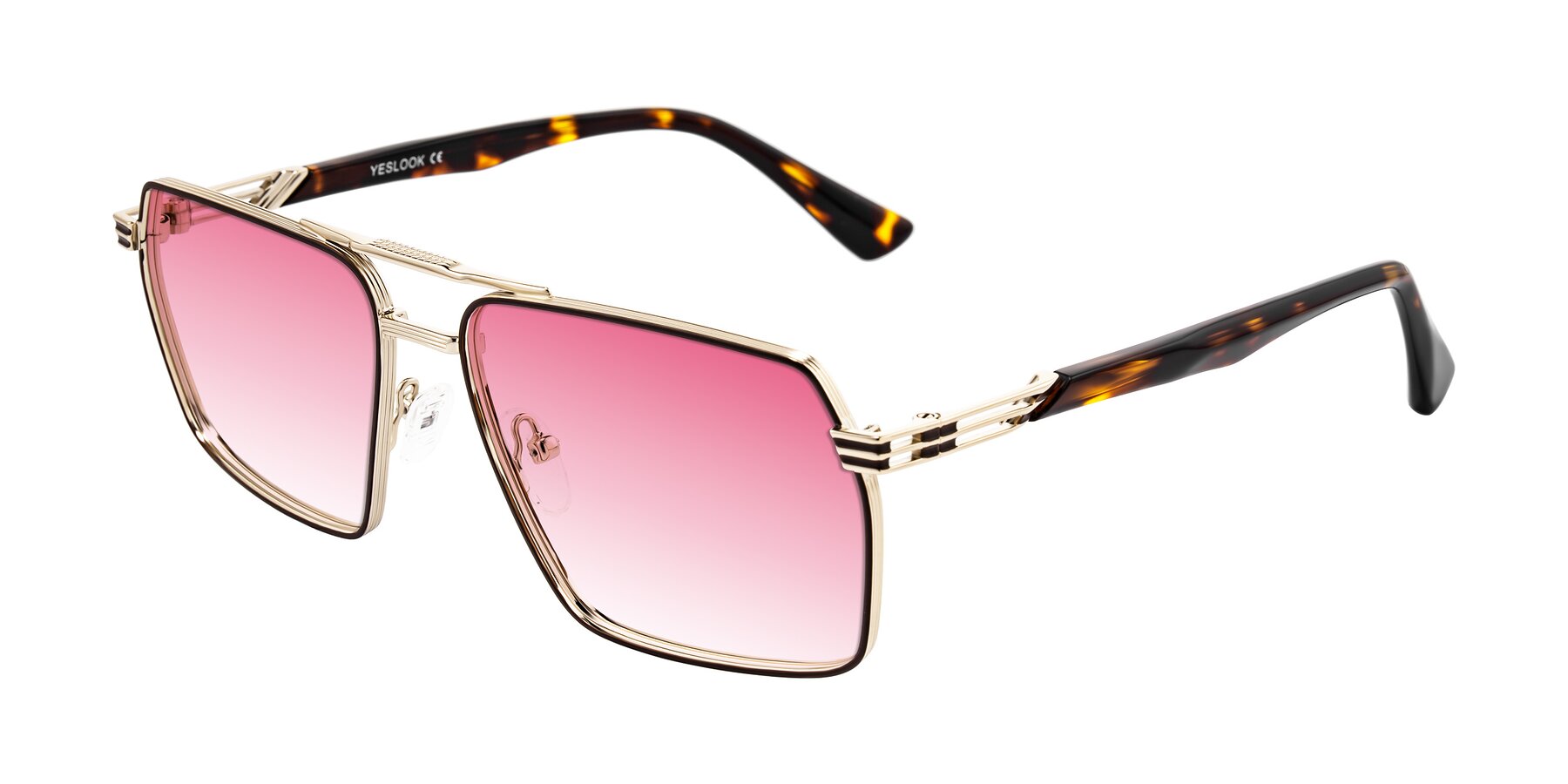 Angle of Nasuma in Gold/Tortoise with Pink Gradient Lenses
