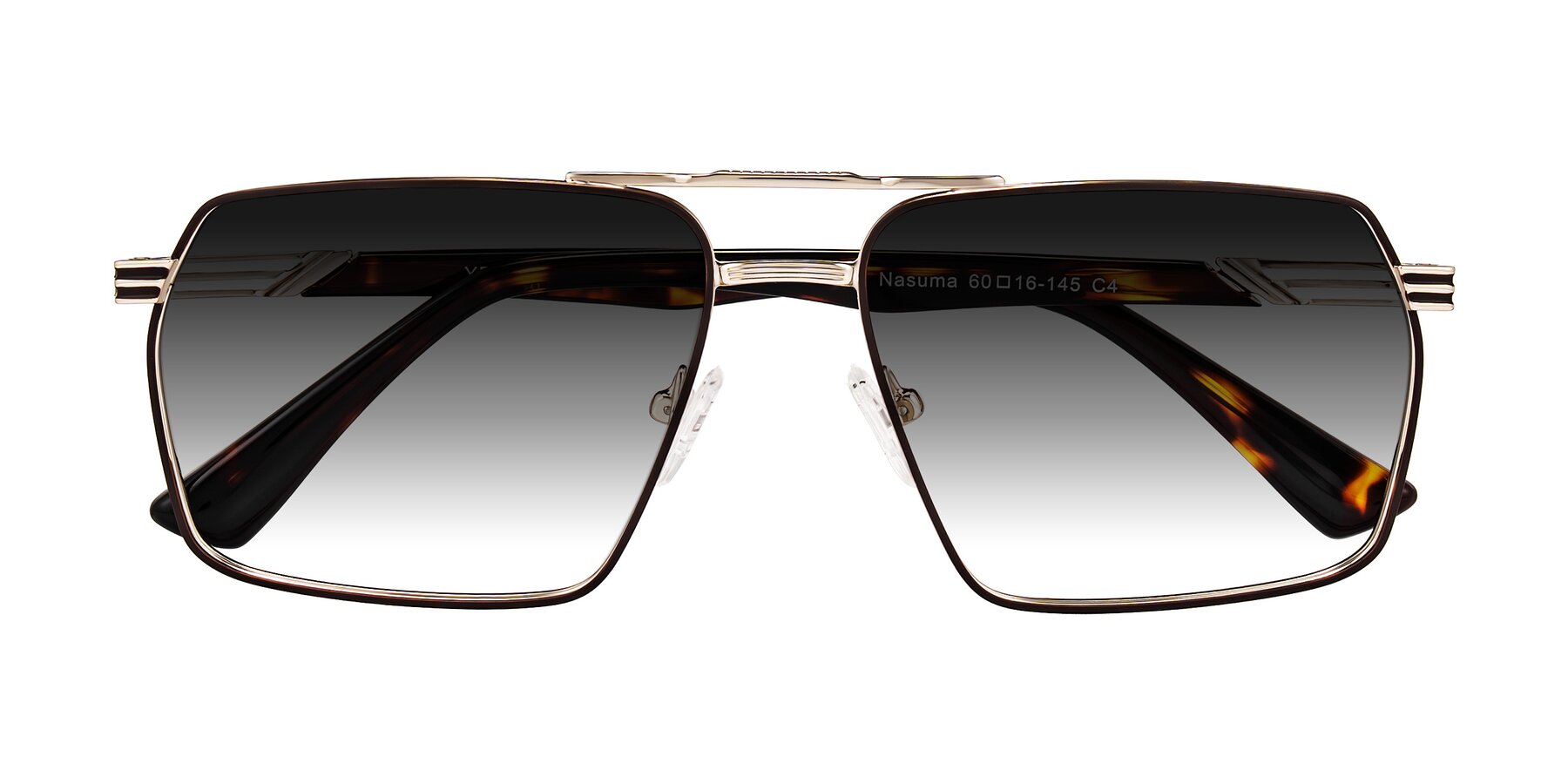 Folded Front of Nasuma in Gold/Tortoise with Gray Gradient Lenses
