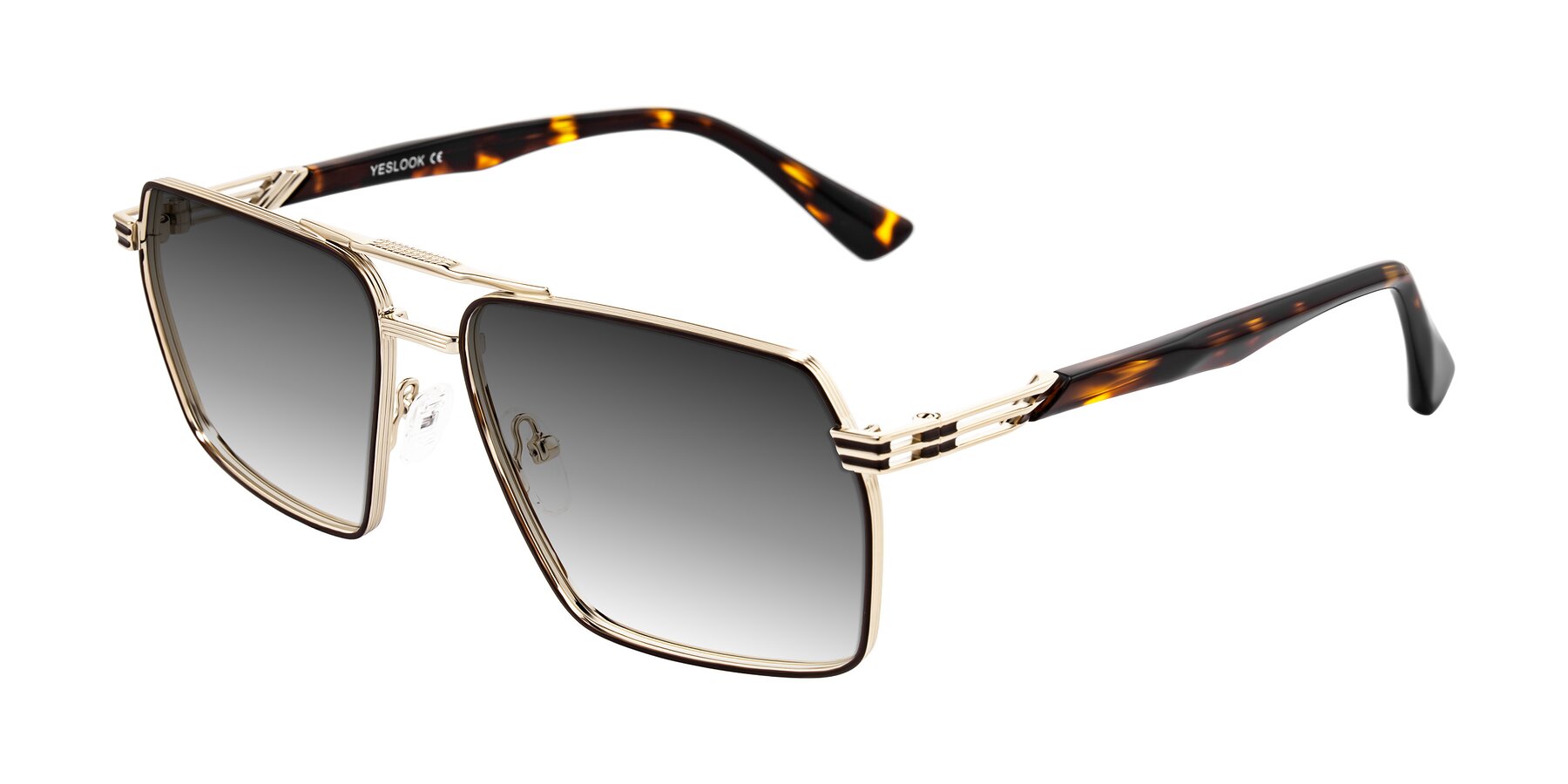 Angle of Nasuma in Gold/Tortoise with Gray Gradient Lenses