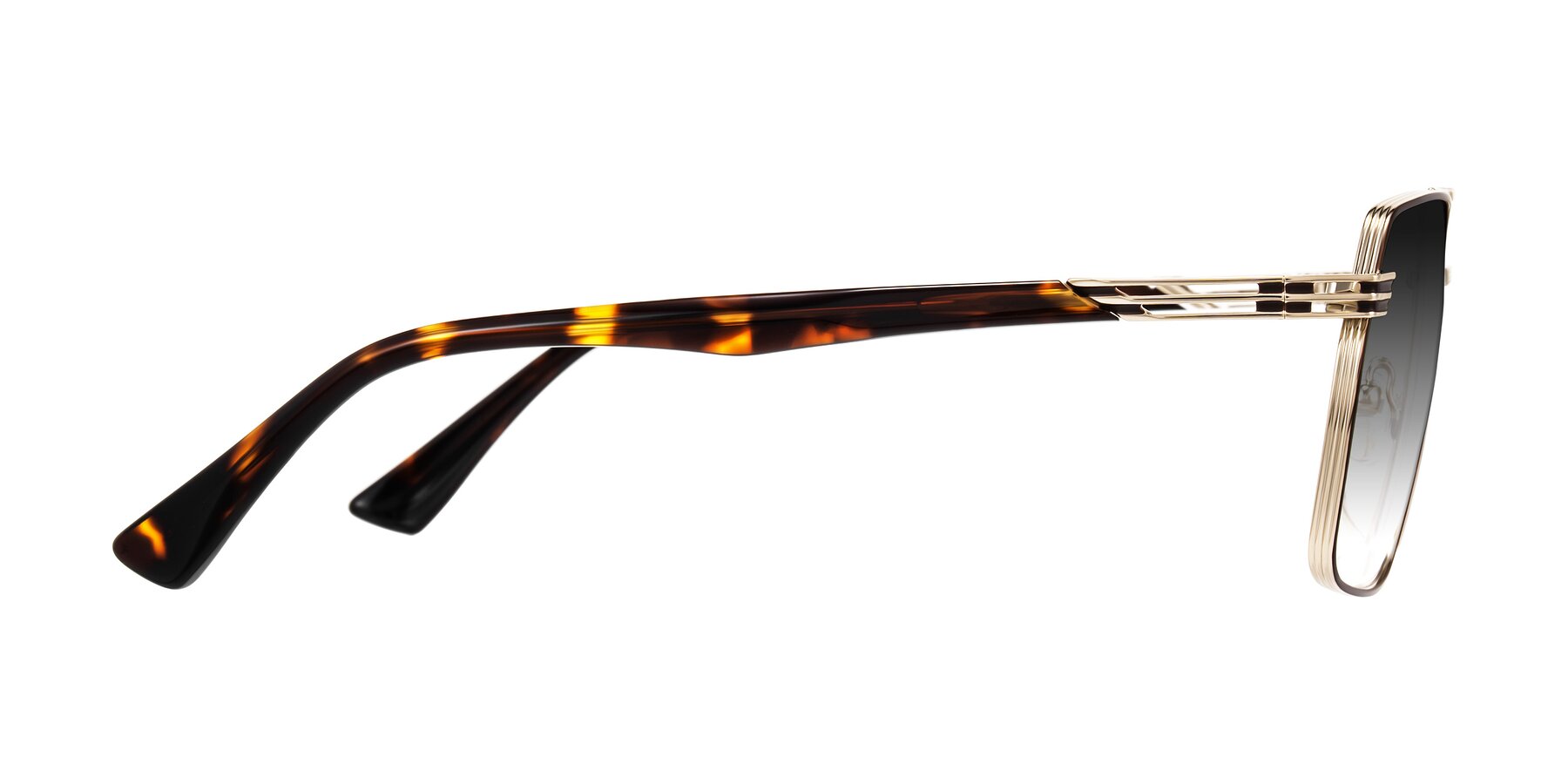 Side of Nasuma in Gold/Tortoise with Gray Gradient Lenses
