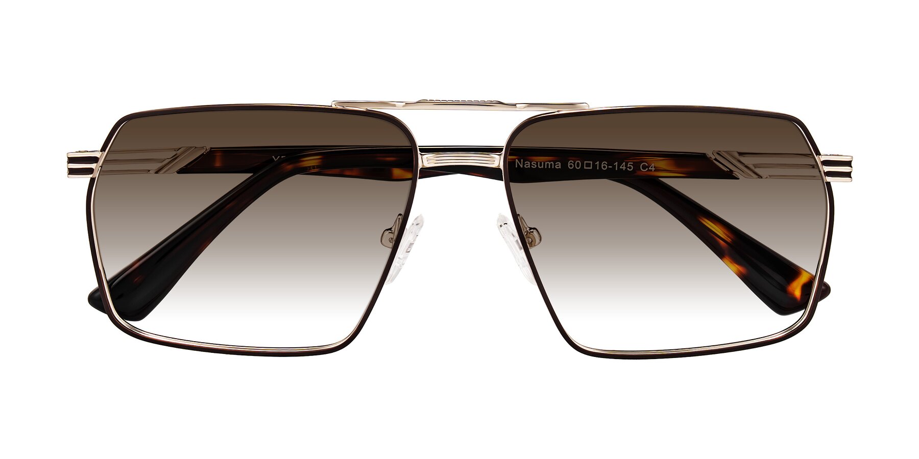 Bornze Gradient Gold/Tortoise Metals Double Bridge Square Gradient Sunglasses with ...