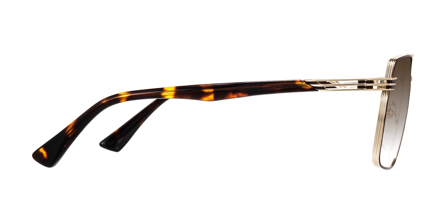 Bornze Gradient Gold/Tortoise Metals Double Bridge Square Gradient Sunglasses with ...