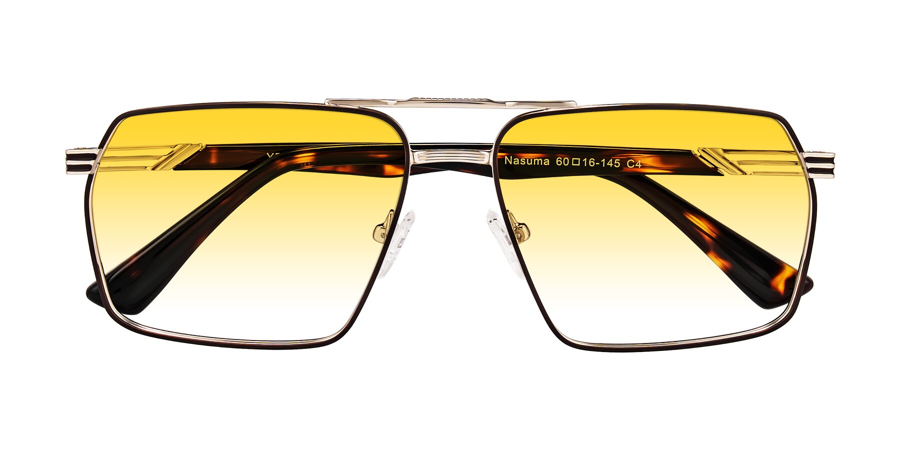 Folded Front of Nasuma in Gold/Tortoise with Yellow Gradient Lenses
