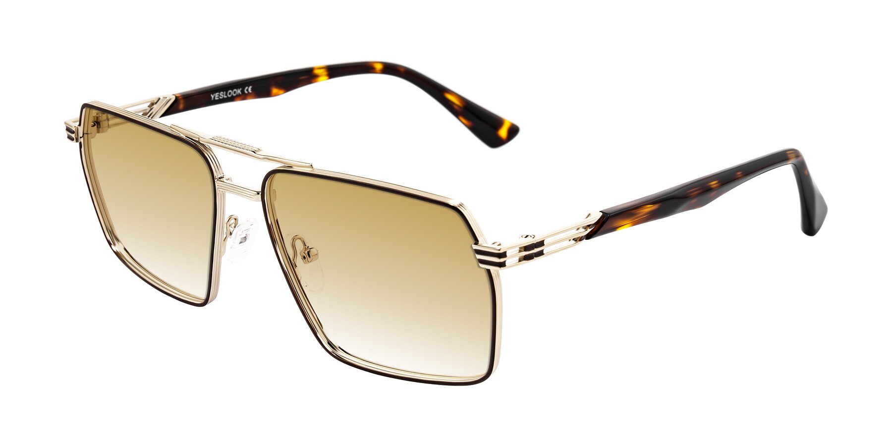 Angle of Nasuma in Gold/Tortoise with Champagne Gradient Lenses
