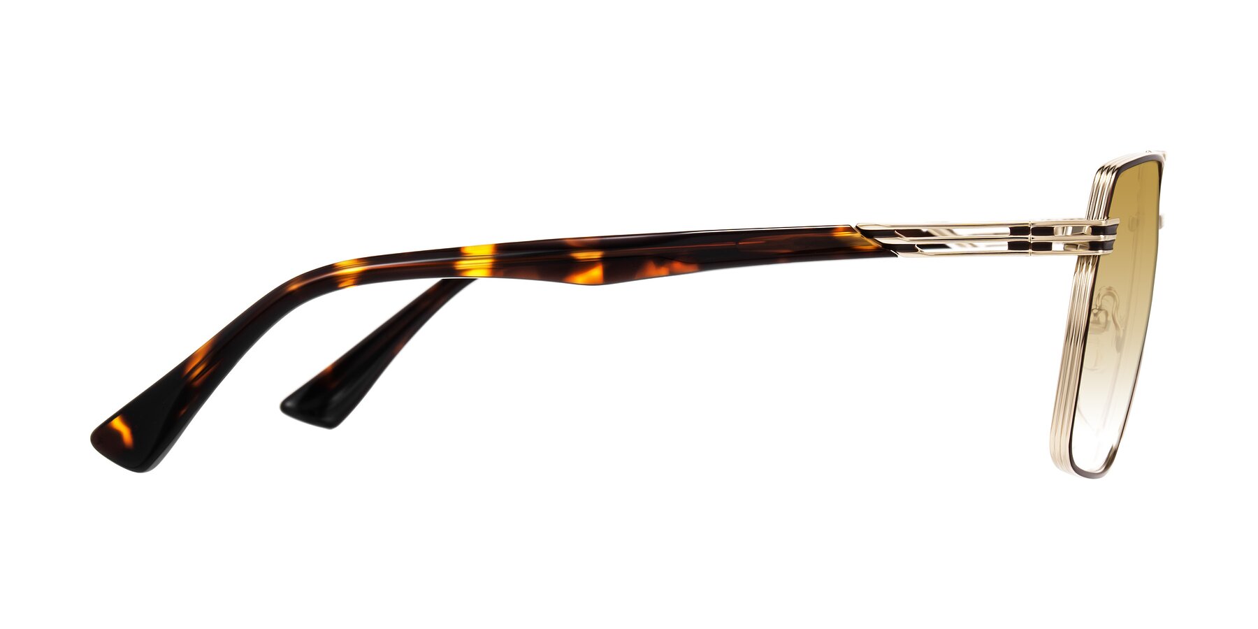 Side of Nasuma in Gold/Tortoise with Champagne Gradient Lenses