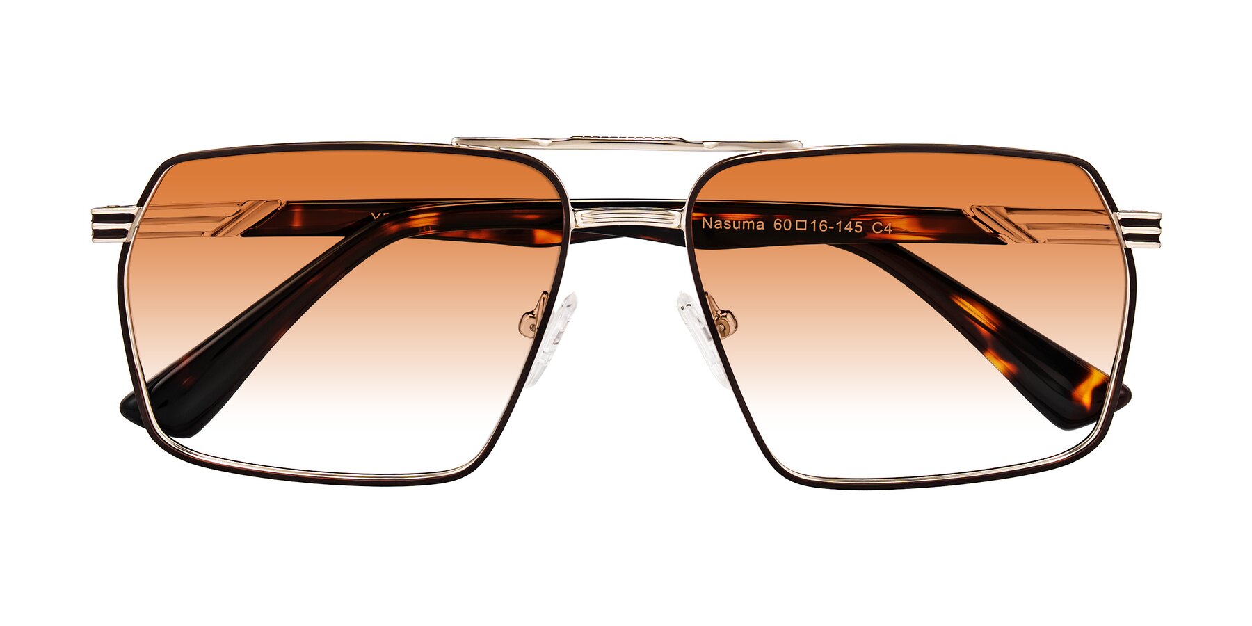 Folded Front of Nasuma in Gold/Tortoise with Orange Gradient Lenses