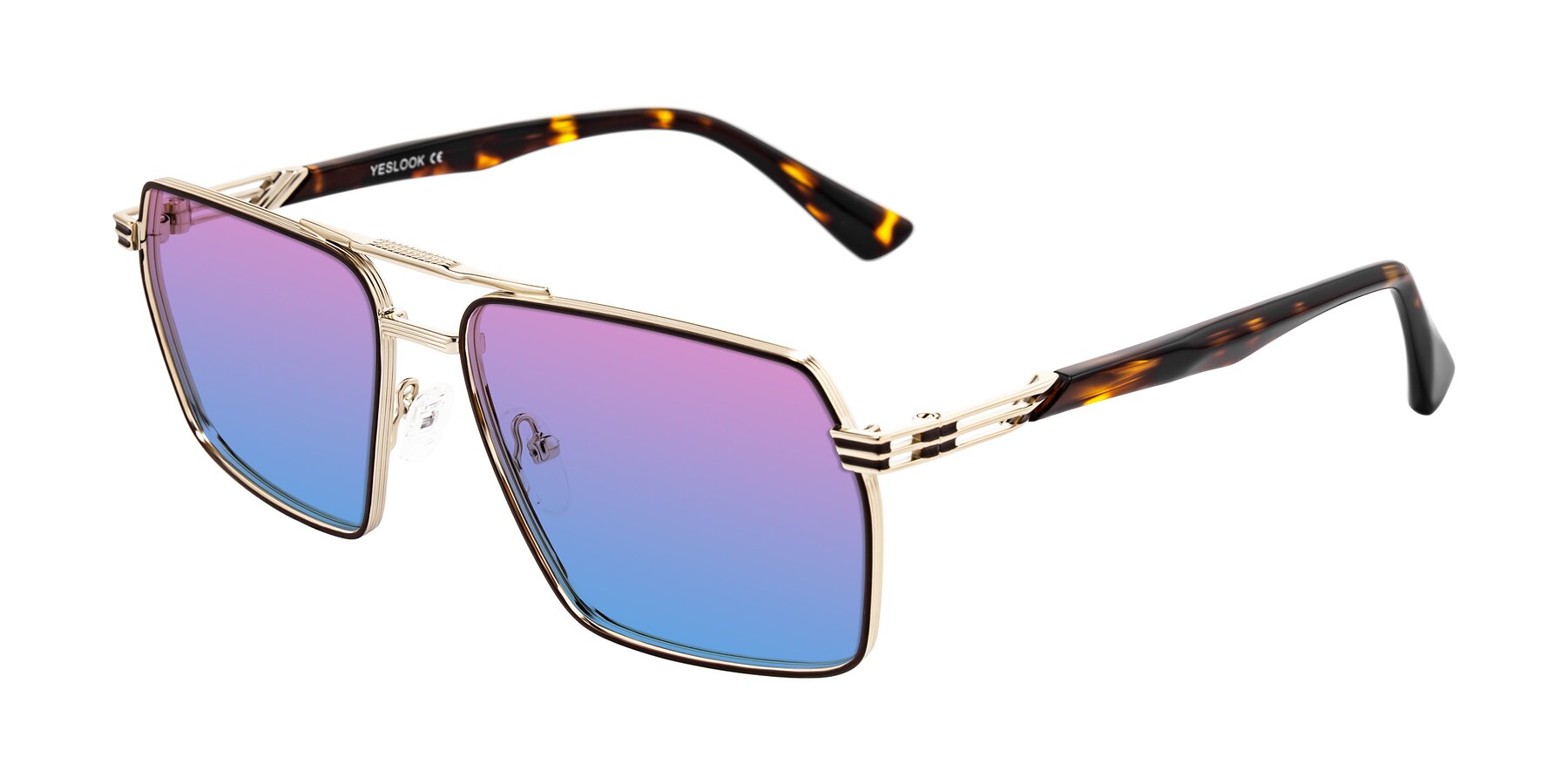 Angle of Nasuma in Gold/Tortoise with Pink / Blue Gradient Lenses