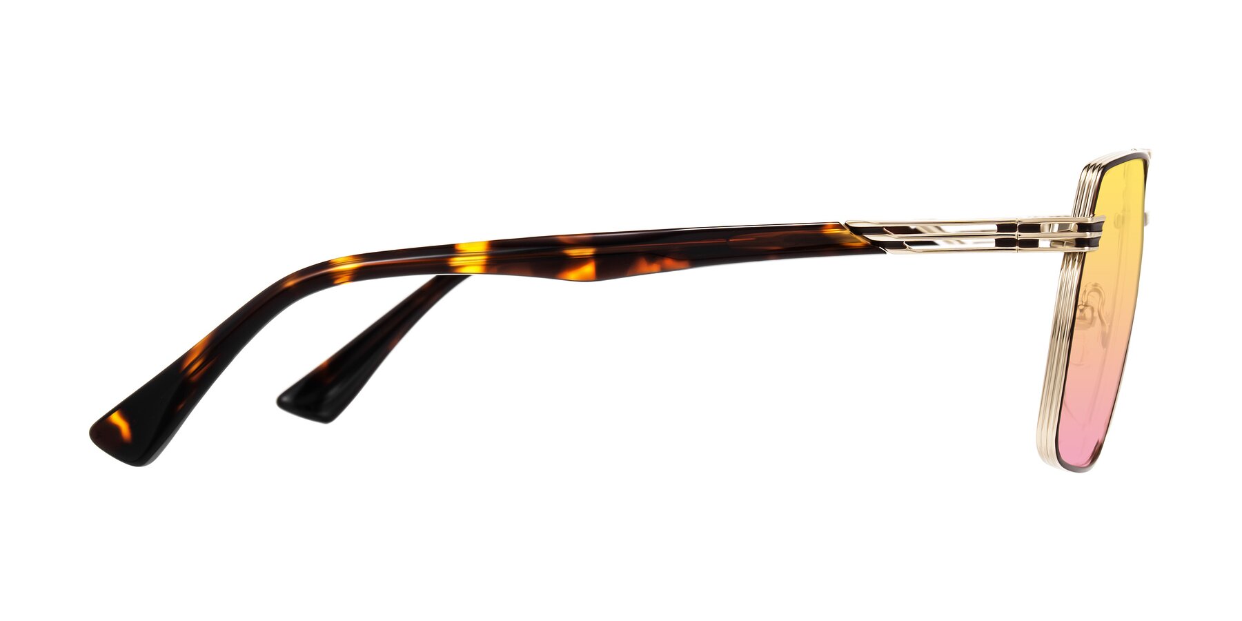 Gold/Tortoise Metals Double Bridge Square Gradient Sunglasses with ...