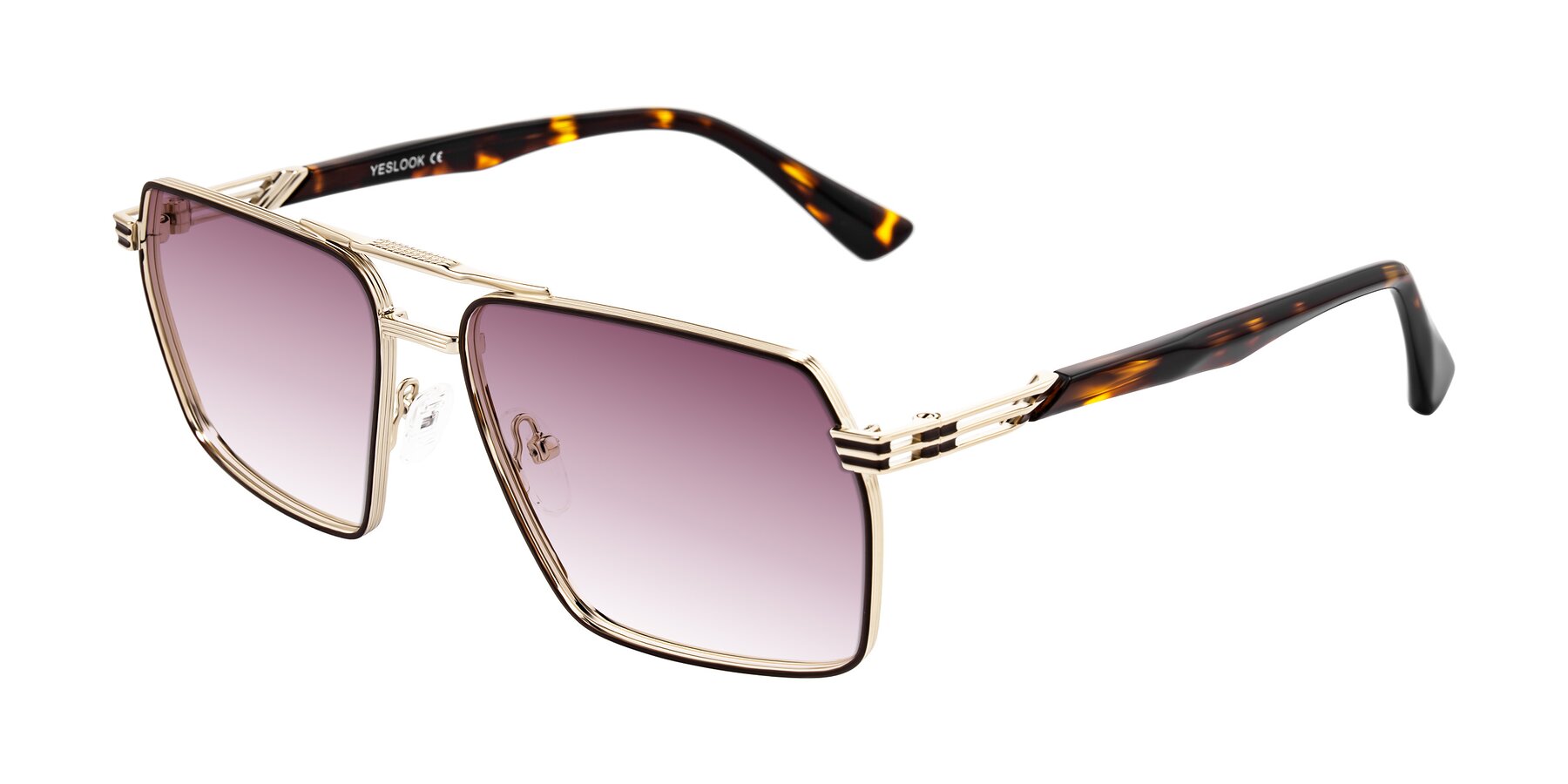 Angle of Nasuma in Gold/Tortoise with Wine Gradient Lenses