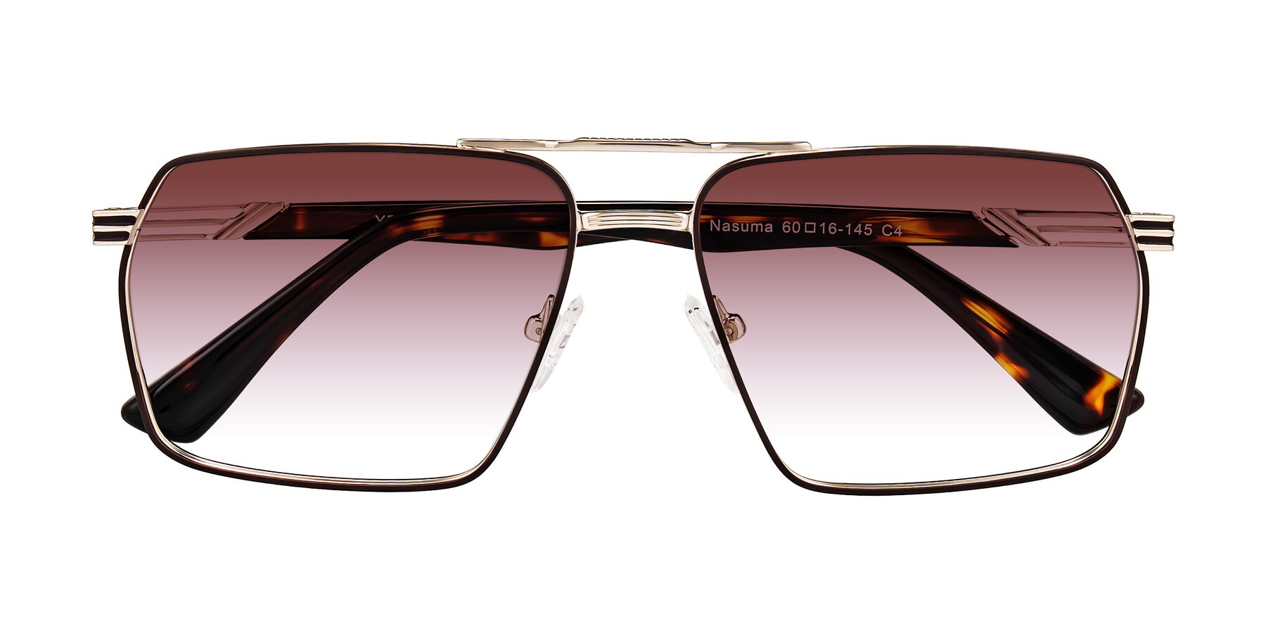 Folded Front of Nasuma in Gold/Tortoise with Garnet Gradient Lenses