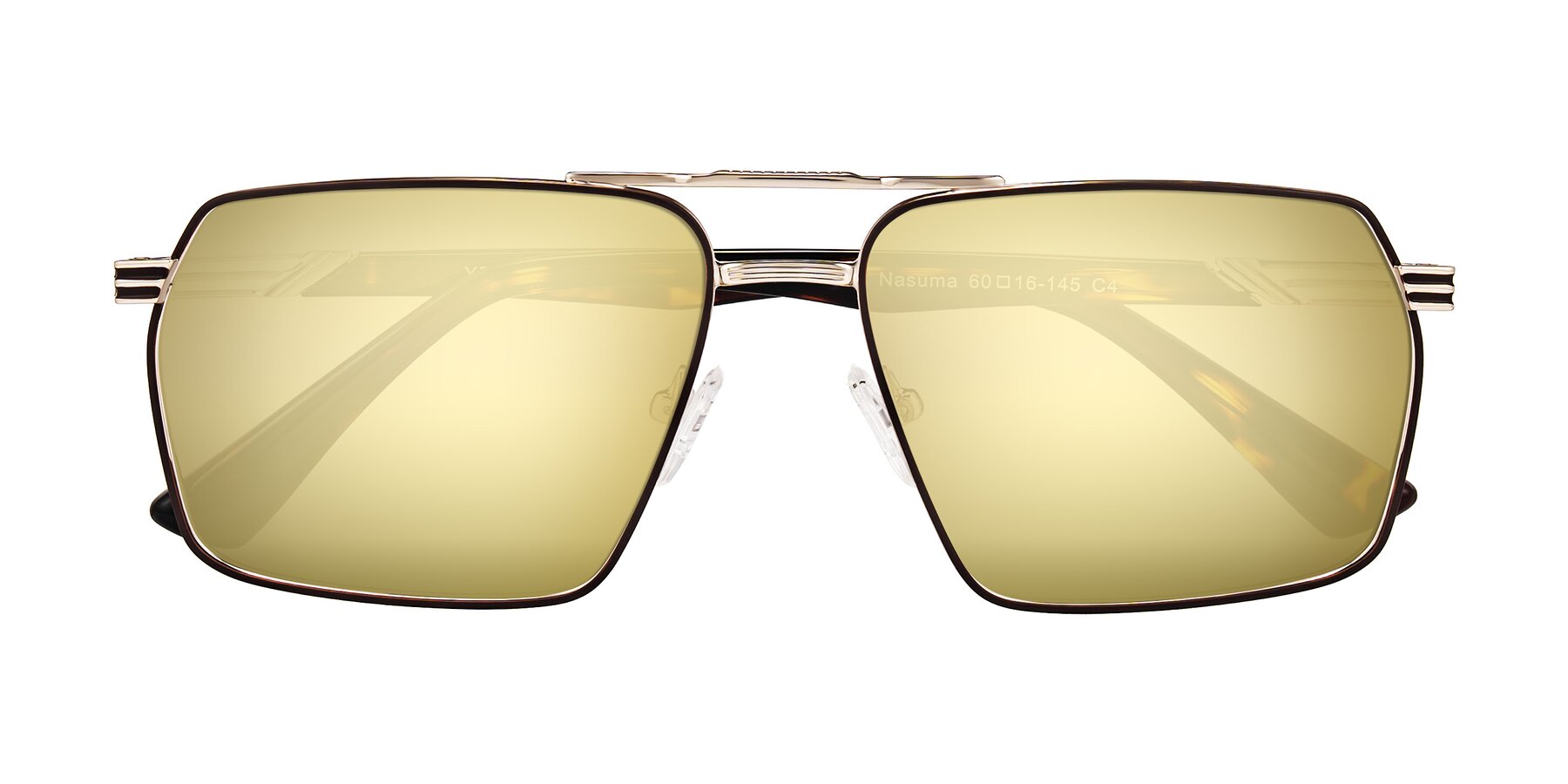 Folded Front of Nasuma in Gold/Tortoise with Gold Mirrored Lenses