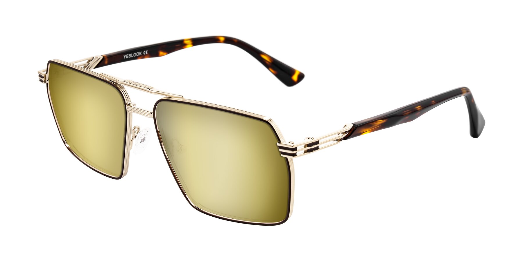 Angle of Nasuma in Gold/Tortoise with Gold Mirrored Lenses