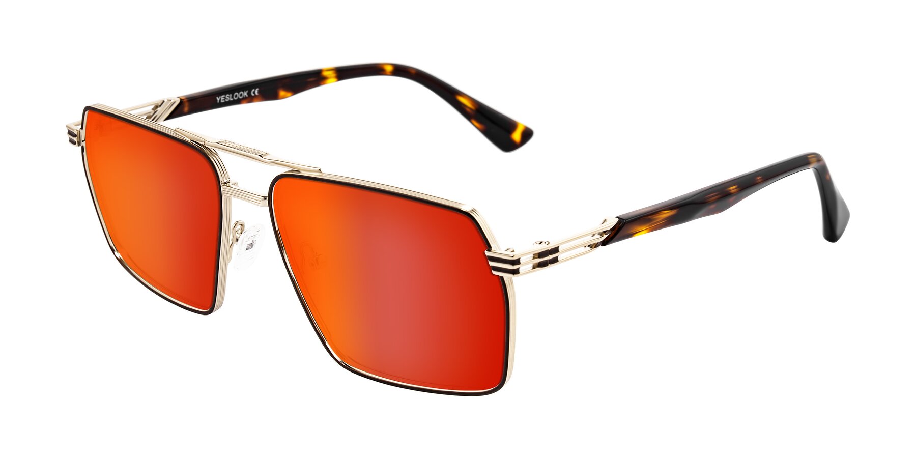 Angle of Nasuma in Gold/Tortoise with Red Gold Mirrored Lenses