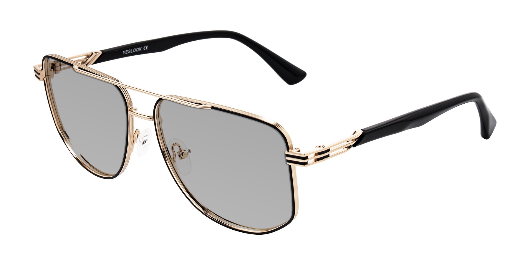 Angle of Lovonin in Gold/Black with Light Gray Tinted Lenses