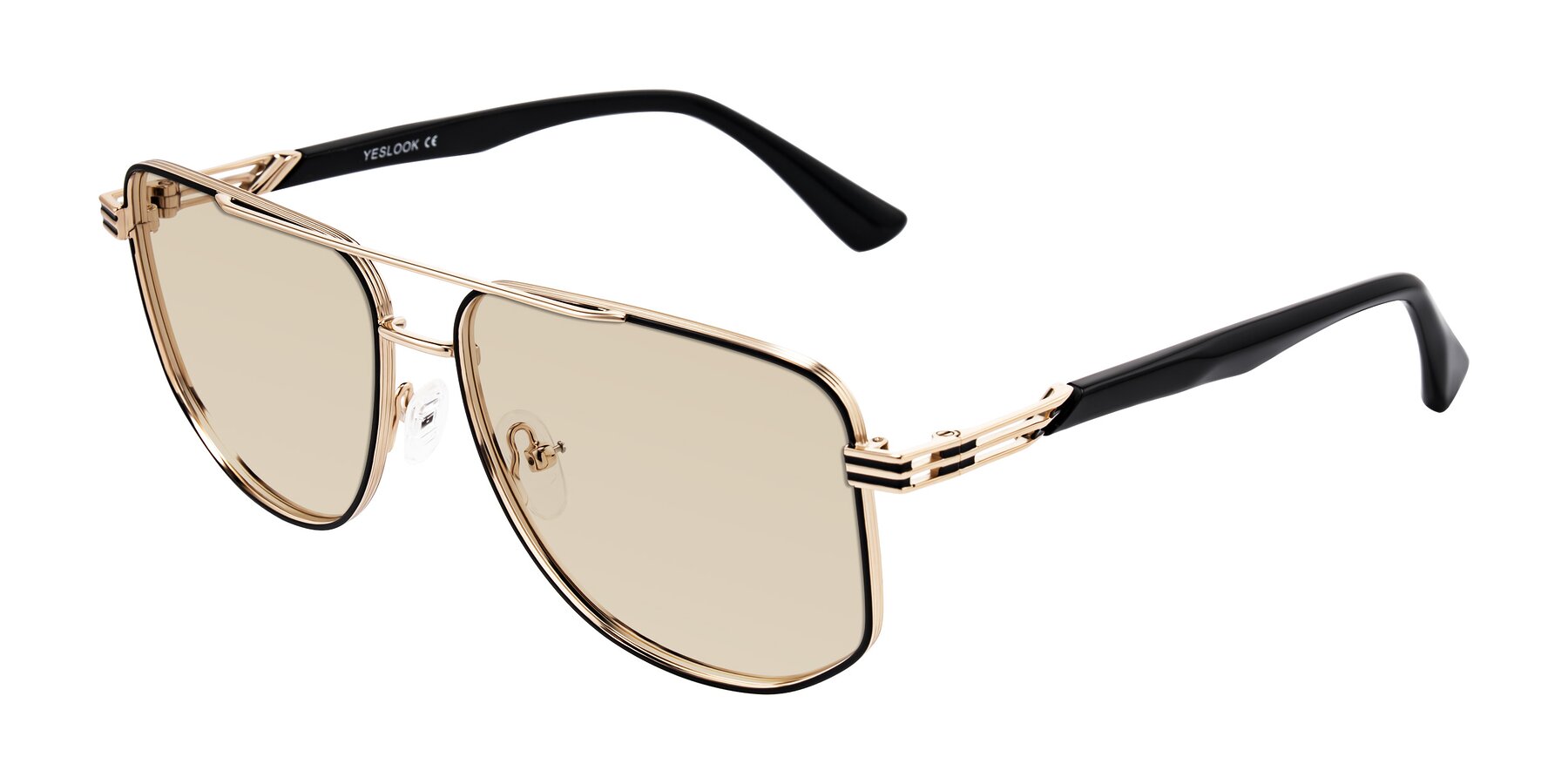 Angle of Lovonin in Gold/Black with Light Brown Tinted Lenses