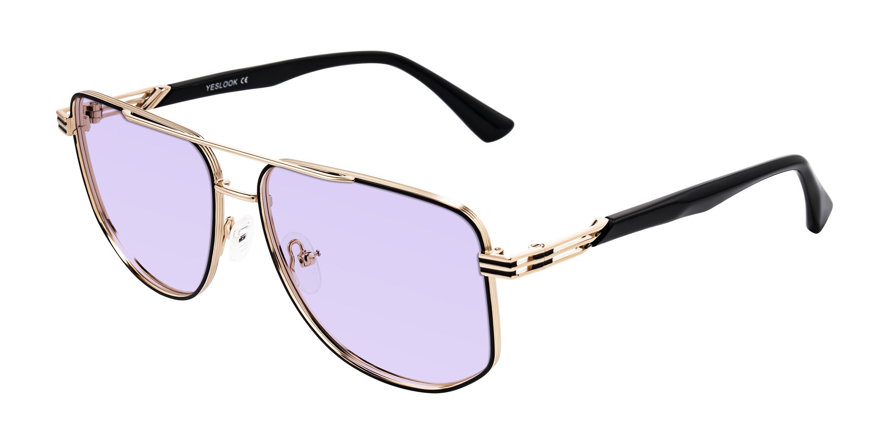 Angle of Lovonin in Gold/Black with Light Purple Tinted Lenses