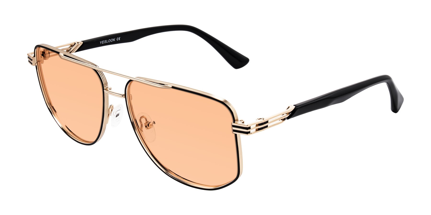Angle of Lovonin in Gold/Black with Light Orange Tinted Lenses